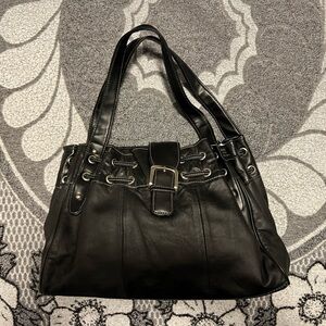 Elegant Black Leather Tote Bag